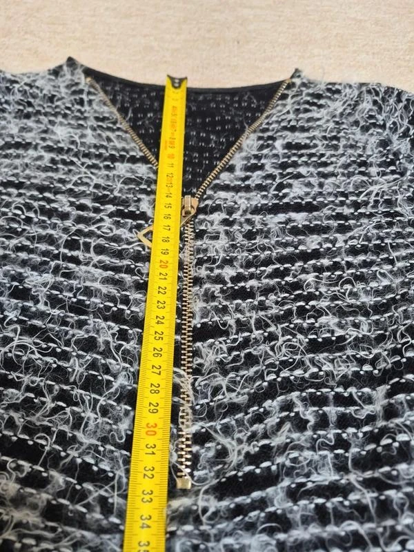 Suéter vintage con cremallera negro y blanco texturizado talla única – photo 12